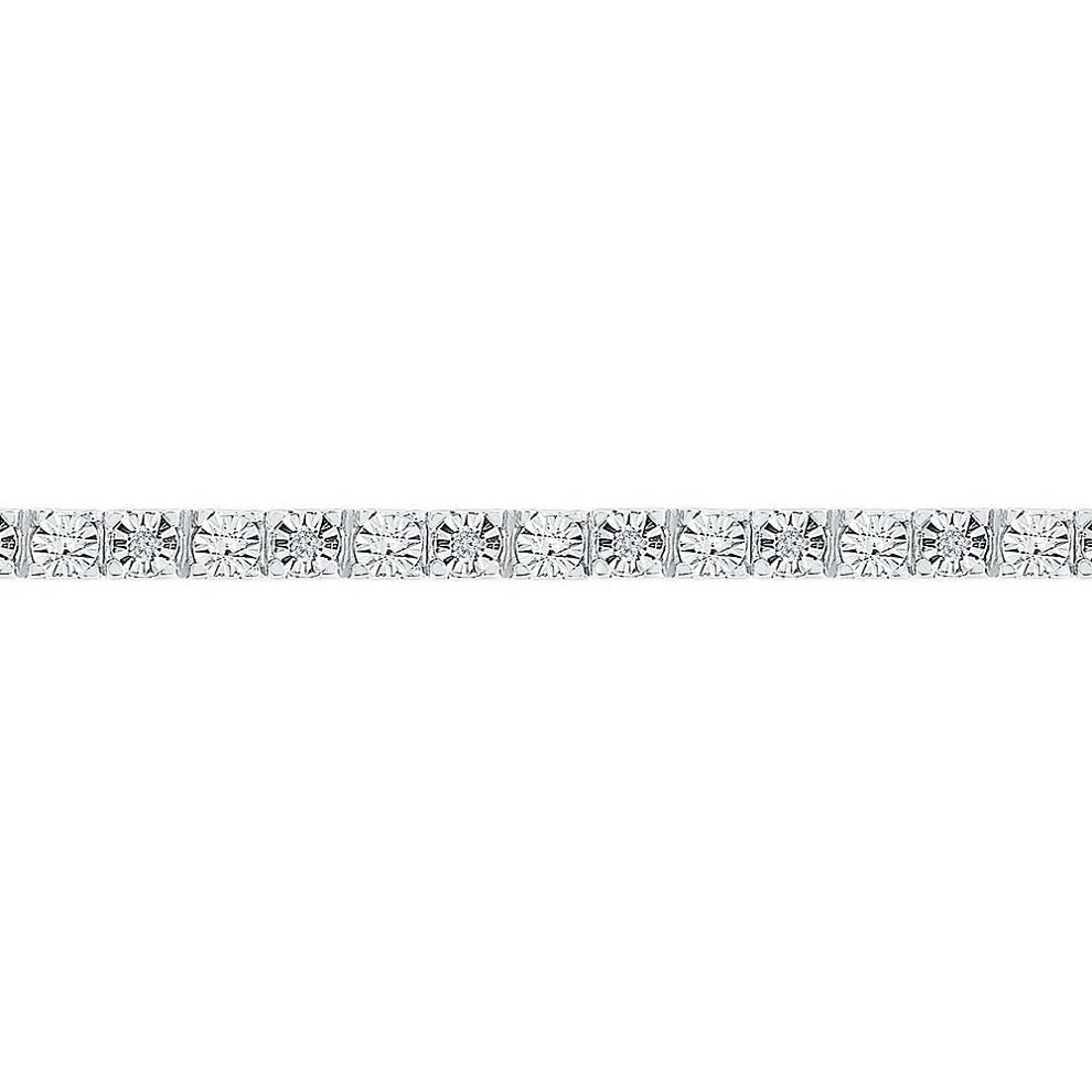 1/10 ct. tw. Diamond Bracelet in Sterling Silver – Image 2 of 2
