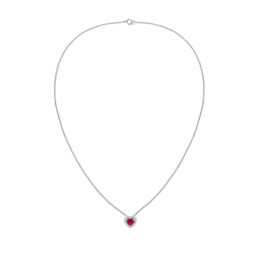 Lab-Created Ruby &amp; Lab-Created White Sapphire Heart Pendant in Sterling Silver – Image 3 of 4