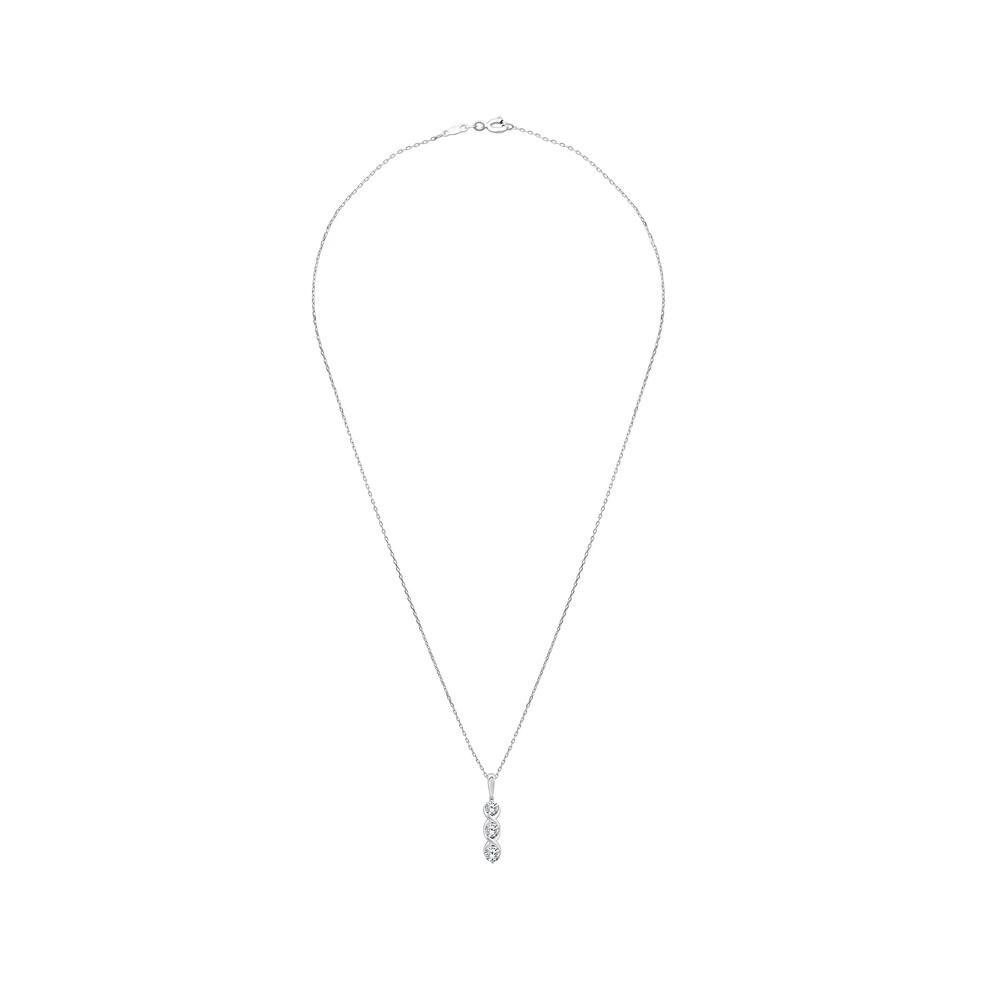 Diamond Three-Stone Linear Pendant in 10K White Gold (5/8 ct. tw.) – Image 3 of 4