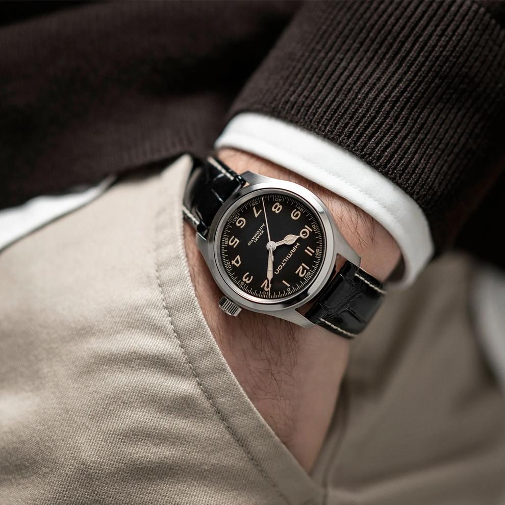Khaki Field Murph Auto Watch with Black Leather Strap – Image 4 of 4