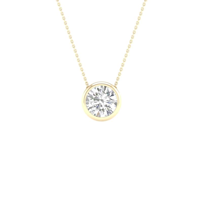 Lab Grown Diamond Round Solitaire Bezel Pendant in 10K Yellow Gold &#40;1 ct. tw.&#41; – Image 1 of 5