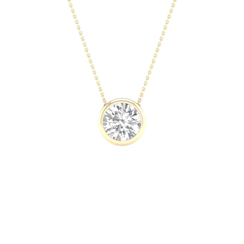 Lab Grown Diamond Round Solitaire Bezel Pendant in 10K Yellow Gold (1 ct. tw.) – Image 1 of 5
