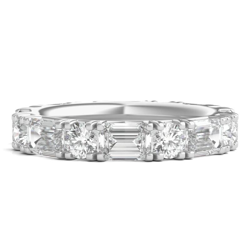 Round and Emerald-Cut Lab Grown Diamond Eternity Band in Platinum &#40;5 ct. tw.&#41; – Image 1 of 3