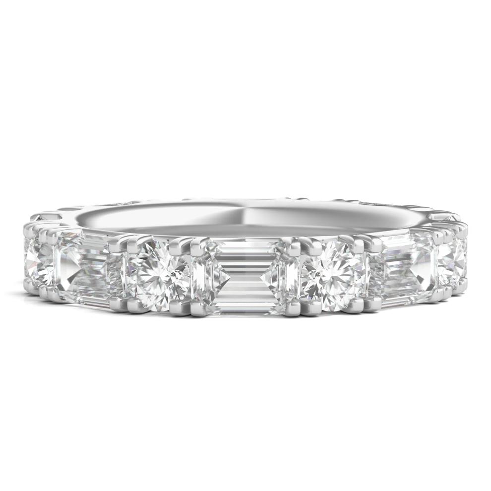 Round and Emerald-Cut Lab Grown Diamond Eternity Band in Platinum (5 ct. tw.) – Image 1 of 3