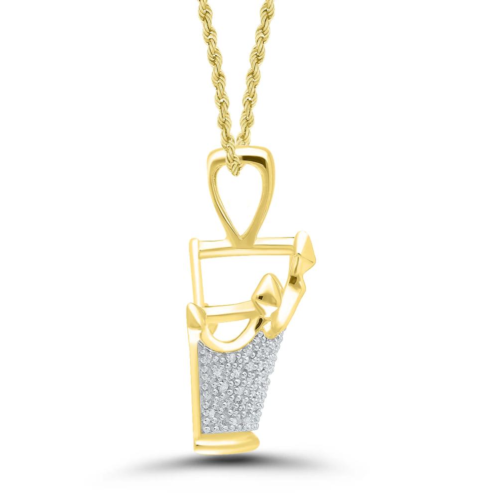 Men&rsquo;s Diamond Crown Pendant in 10K Yellow Gold (1/7 ct. tw.) – Image 2 of 3