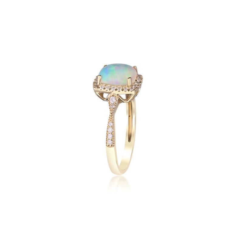 Opal and Diamond Ring in 10K Yellow Gold &#40;1/5 ct. tw.&#41; – Image 3 of 5
