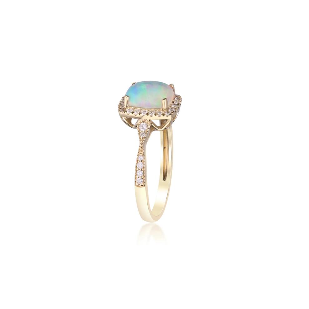 Opal and Diamond Ring in 10K Yellow Gold (1/5 ct. tw.) – Image 3 of 5