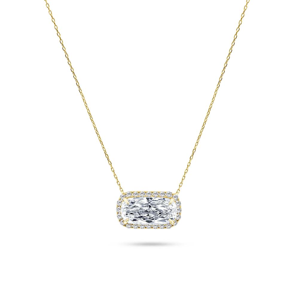 Lab Grown Diamond Elongated Cushion-Cut Halo Pendant Necklace in 10K White Gold (2 1/5 ct. tw.) – Image 1 of 1