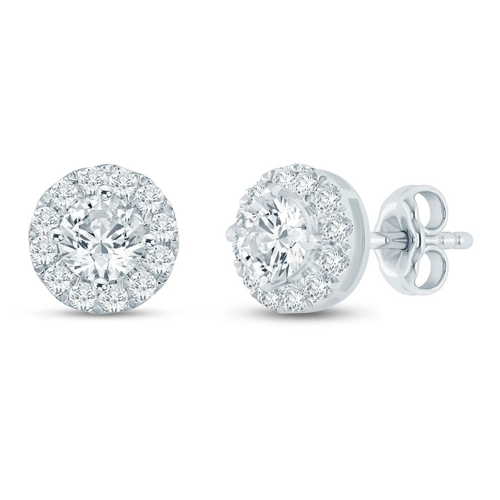 Lab Grown Diamond Halo Stud Earrings in 14K White Gold (1 ct. tw.) – Image 1 of 1