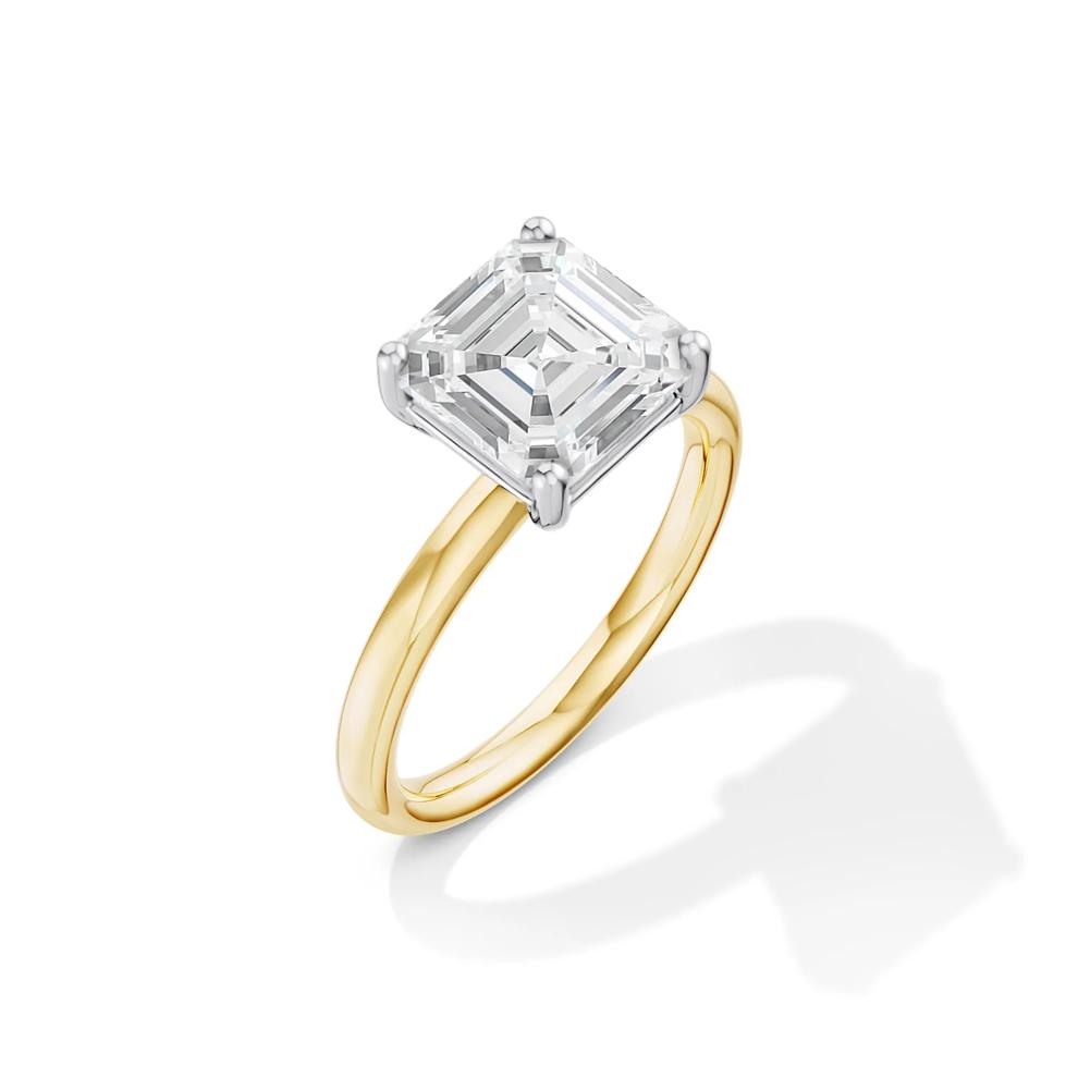 Lab Grown Diamond Asscher Cut Solitaire Ring in 14K Yellow and White Gold (3 ct. tw.) – Image 2 of 4