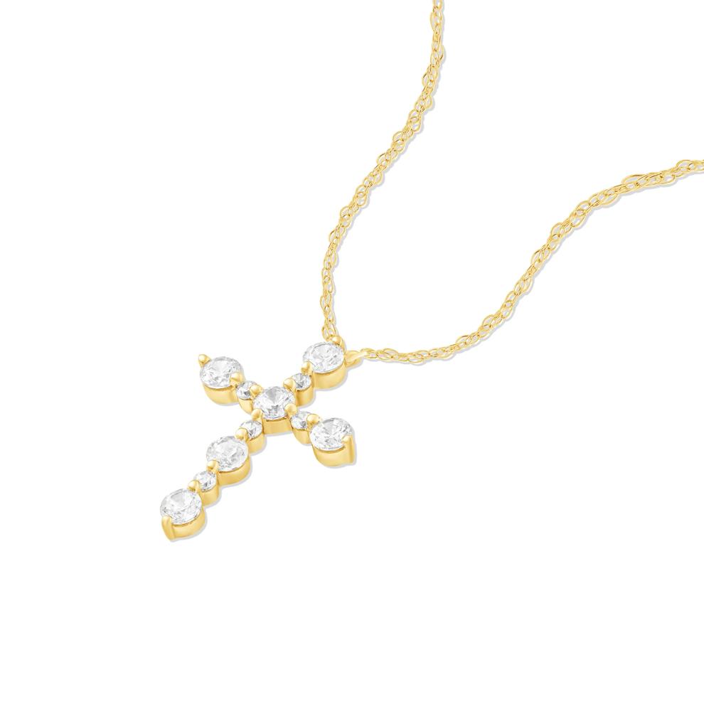 Lab Grown Diamond Cross Pendant Necklace in 14K Yellow Gold (1 ct. tw.) – Image 4 of 4