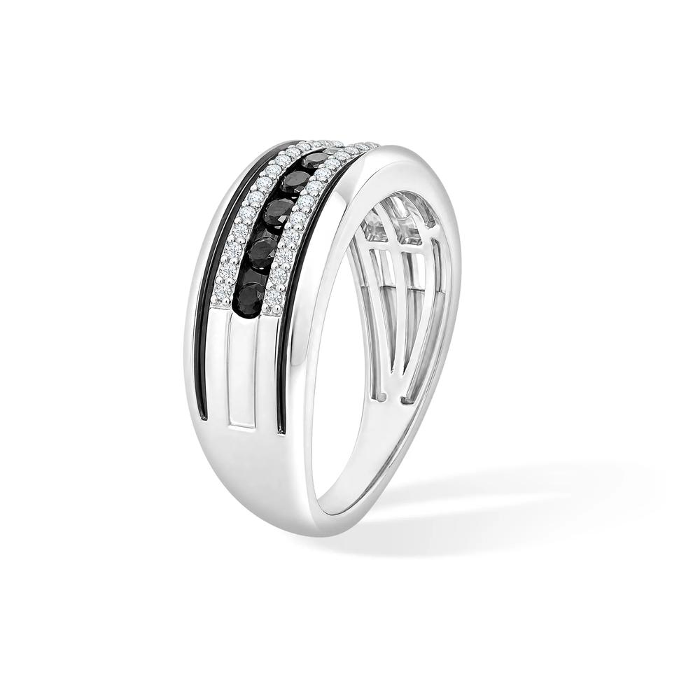 Men's Black Diamond &amp; White Diamond Ring in Black Rhodium &amp; Sterling Silver (1/2 ct. tw.) – Image 3 of 4