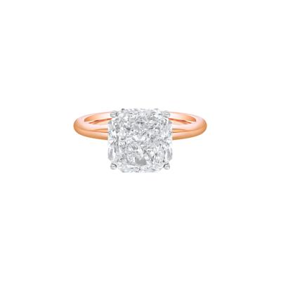 Lab Grown Diamond Square Solitaire Ring in 14K Rose & White Gold (3 ct.)