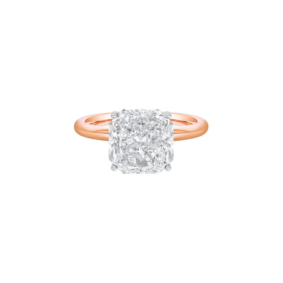 Lab Grown Diamond Square Solitaire Ring in 14K Rose &amp; White Gold (3 ct.) – Image 1 of 4