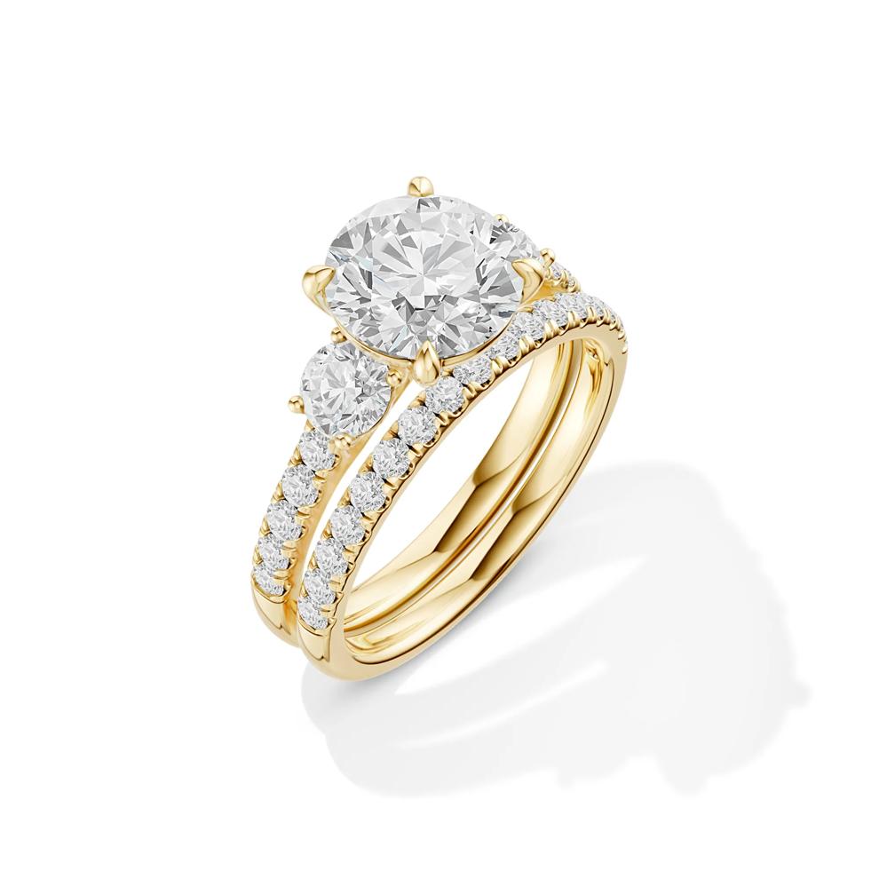 Lab Grown Diamond Three-Stone Engagement Set in 10K Yellow Gold (3 ct. tw.) – Image 6 of 6