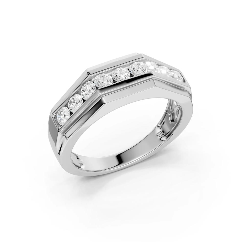 Men's Lab Grown Diamond Geometric Band in 10K White Gold (3/4 ct. tw.) – Image 2 of 4