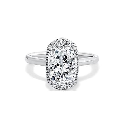 Lab Grown Diamond Elongated Cushion Halo Engagement Ring in 14K White Gold (3 1/7 ct. tw.)