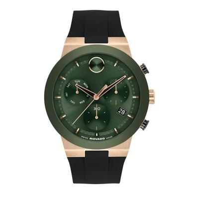 Men's Bold Fusion Watch in Black Silicone and Gold-Tone Stainless Steel, 44MM