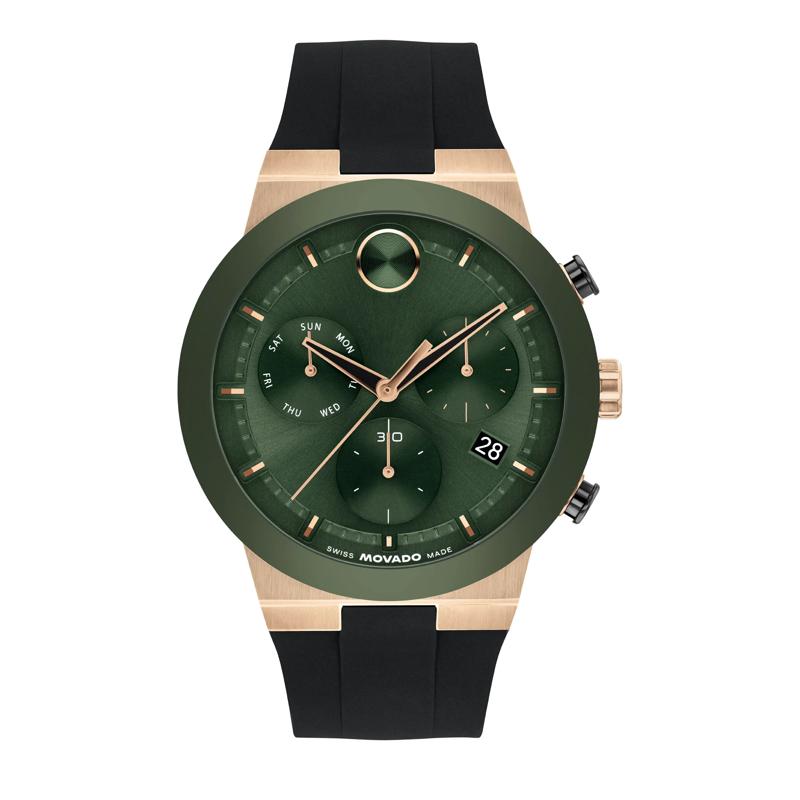 Men&#39;s Bold Fusion Watch in Black Silicone and Gold-Tone Stainless Steel, 44MM – Image 1 of 3