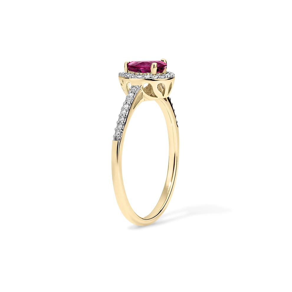 Garnet &amp; Diamond Accent Halo Ring in 10K Yellow Gold – Image 3 of 4