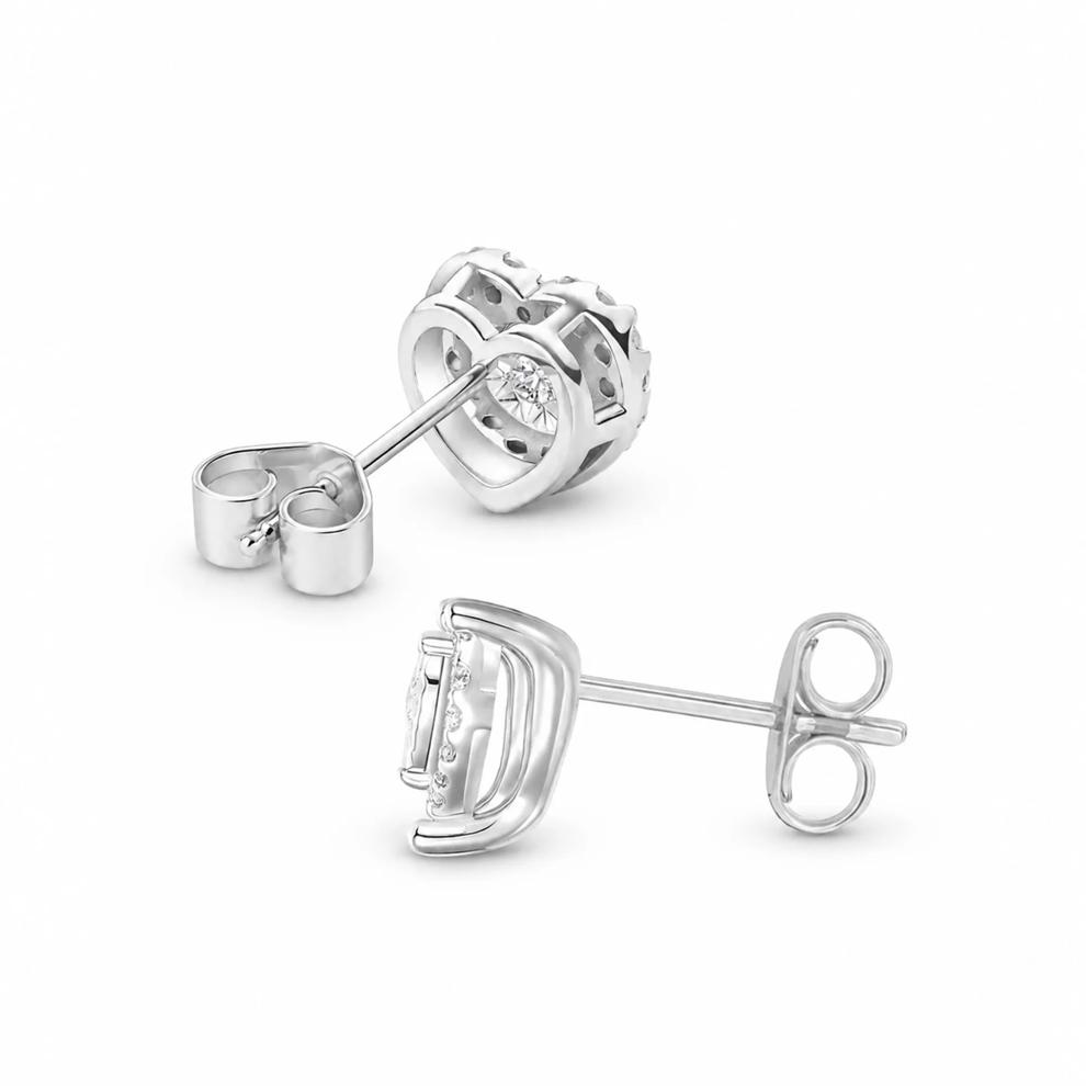 Diamond Illusion Heart Stud Earrings in Sterling Silver (1/4 ct. tw.) – Image 2 of 2