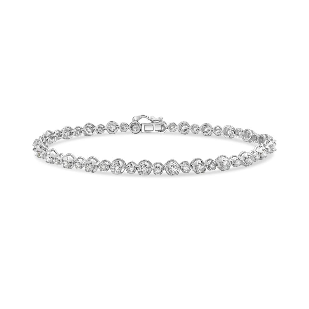 Round Diamond Bracelet in 10K White Gold (3 ct. tw.) – Image 1 of 2