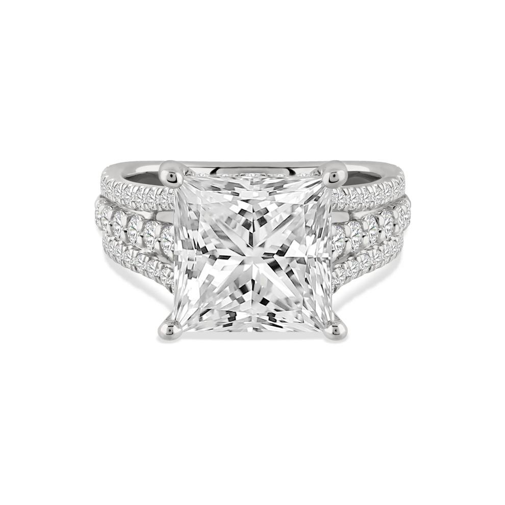 Lab Grown Diamond Princess-Cut Center Engagement Ring in 14K White Gold (8 1/2 ct. tw.) – Image 1 of 4