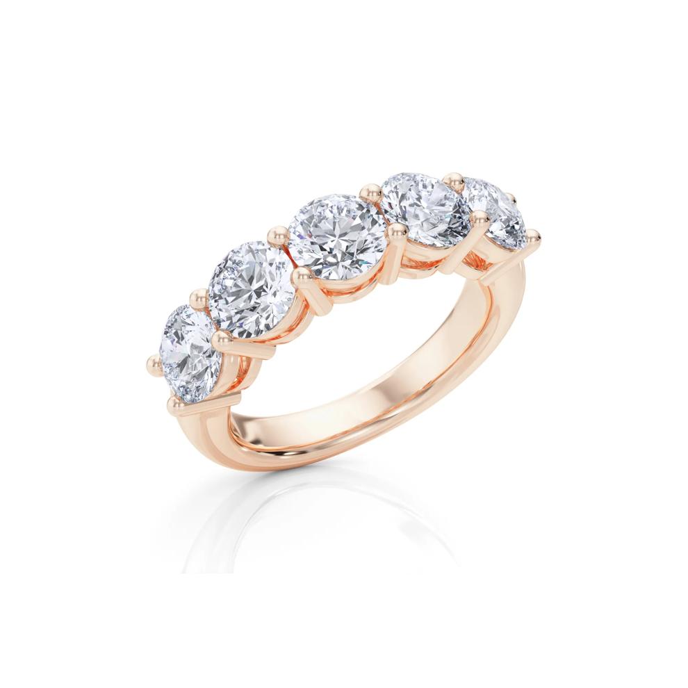 Lab Grown Diamond Five-Stone Anniversary Band in 14K Rose Gold (3 ct. tw.) – Image 5 of 5